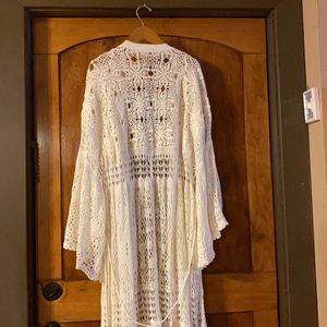 Free People Spell & The Gypsy Bohemian Long Crochet Dust Cardigan M/L